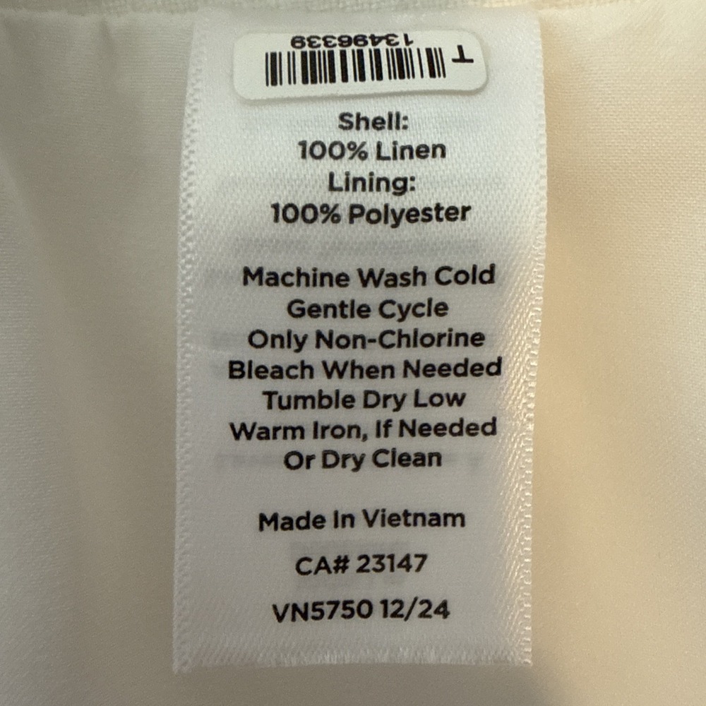 Talbots 100% Linen Southampton Pants Women's 16 White Partially Lined Coastal - Picture 9 of 10